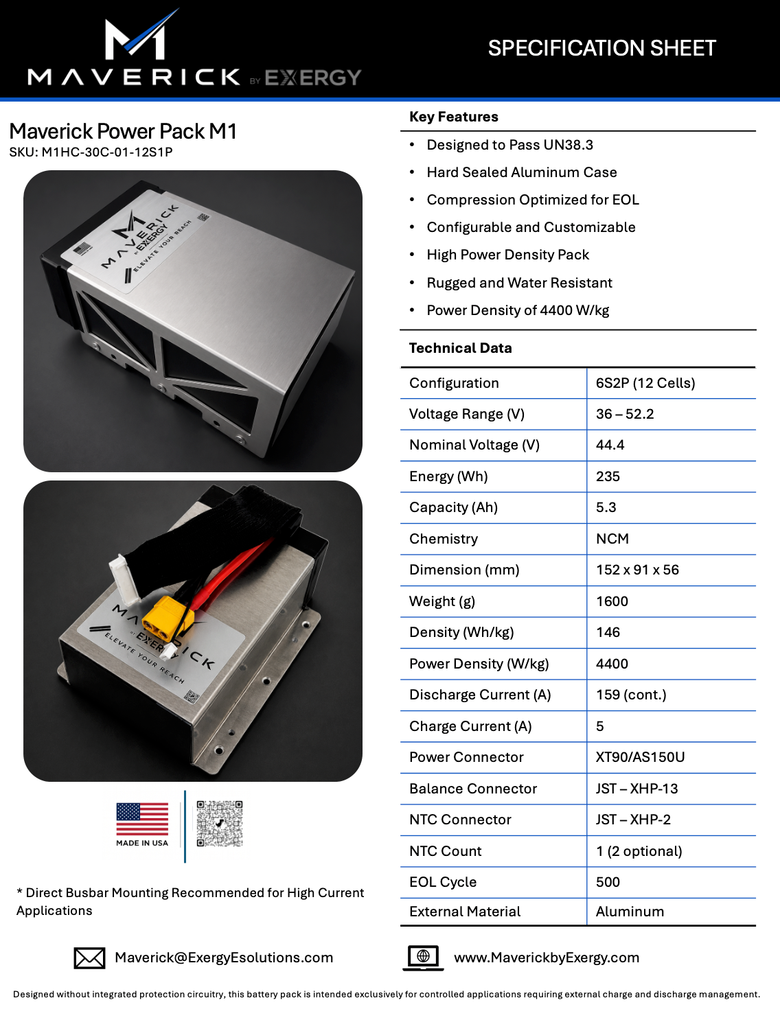 Maverick - 12S1P - 5.3 Ah - 44.4V - 30C